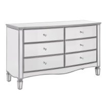 Elyssa Mirrored Chest 6 Of Drawers In Silver