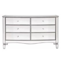 Elyssa Mirrored Chest 6 Of Drawers In Silver