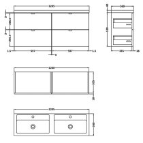 Fuji 120cm 4 Drawers Wall Vanity With Basin 2 In Gloss White