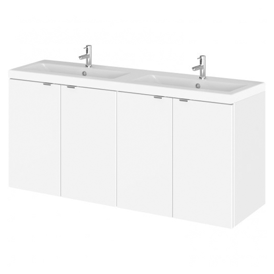 Fuji 120cm 4 Doors Wall Vanity With Basin 2 In Gloss White