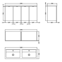 Fuji 120cm 4 Doors Wall Vanity With Basin 2 In Gloss White