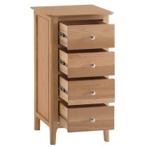 Nassau Narrow Wooden Chest Of 4 Drawers In Natural Oak