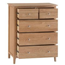 Nassau Tall Wooden Chest Of 5 Drawers In Natural Oak