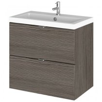 Fuji 60cm 2 Drawers Wall Vanity With Basin 1 In Brown Grey