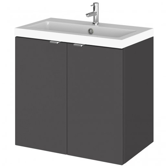 Fuji 60cm 2 Doors Wall Vanity With Basin 1 In Gloss Grey