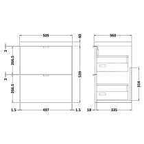 Fuji 50cm 2 Drawers Wall Vanity With Basin 1 In Gloss Grey Mist