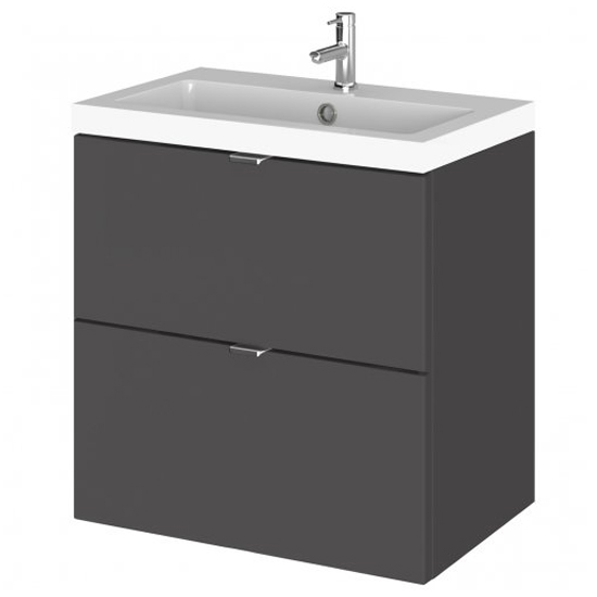 Fuji 50cm 2 Drawers Wall Vanity With Basin 1 In Gloss Grey