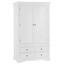 Skokie Wooden 2 Doors And 4 Drawers Wardrobe In Classic White