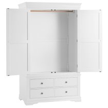 Skokie Wooden 2 Doors And 4 Drawers Wardrobe In Classic White