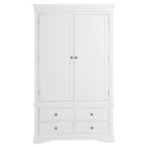 Skokie Wooden 2 Doors And 4 Drawers Wardrobe In Classic White