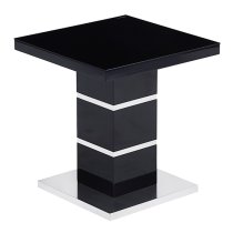 Parini High Gloss Lamp Table In Black With Glass Top