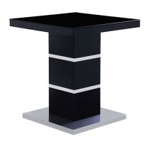 Parini High Gloss Lamp Table In Black With Glass Top