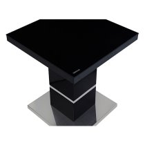 Parini High Gloss Lamp Table In Black With Glass Top