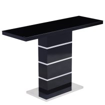 Parini High Gloss Console Table In Black With Glass Top