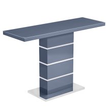 Parini High Gloss Console Table In Grey With Glass Top