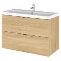 Fuji 80cm 2 Drawers Wall Vanity With Basin 1 In Natural Oak