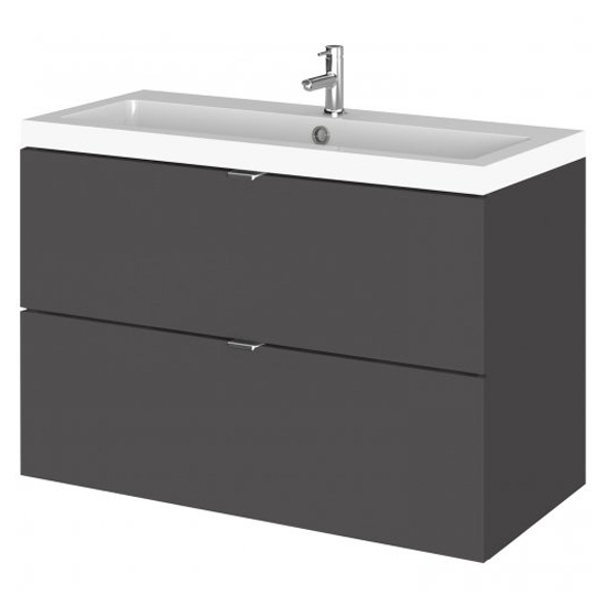 Fuji 80cm 2 Drawers Wall Vanity With Basin 1 In Gloss Grey