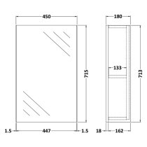 Fuji 45cm Mirrored Cabinet In Gloss White With 1 Door