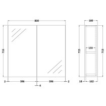 Fuji 80cm Mirrored Cabinet In Gloss White With 2 Doors