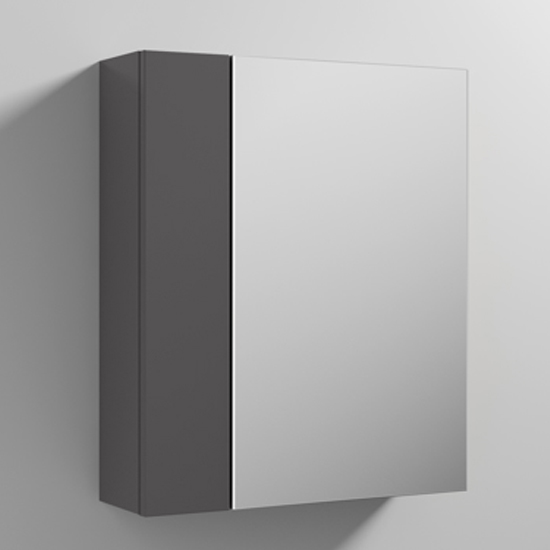 Fuji 60cm Bathroom Mirrored Cabinet In Gloss Grey