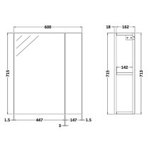 Fuji 60cm Bathroom Mirrored Cabinet In Gloss Grey