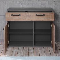 Stripe 2 Doors 2 Drawers Sideboard In Matera And Brown Oak