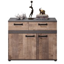 Stripe 2 Doors 2 Drawers Sideboard In Matera And Brown Oak