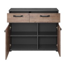 Stripe 2 Doors 2 Drawers Sideboard In Matera And Brown Oak