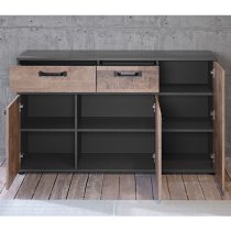 Stripe 3 Doors 2 Drawers Sideboard In Matera And Brown Oak