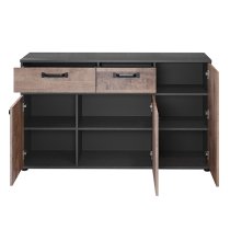 Stripe 3 Doors 2 Drawers Sideboard In Matera And Brown Oak