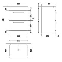 Solaria 60cm Vanity Unit With Polymarble Basin In Pure White