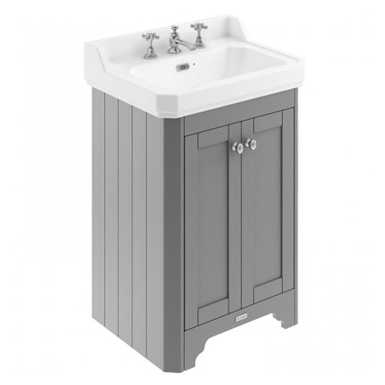 Ocala 59.5cm Floor Vanity Unit With 3TH Basin In Storm Grey