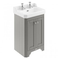 Ocala 56cm Floor Vanity Unit With 2TH Basin In Storm Grey