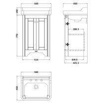 Ocala 56cm Floor Vanity Unit With 2TH Basin In Storm Grey