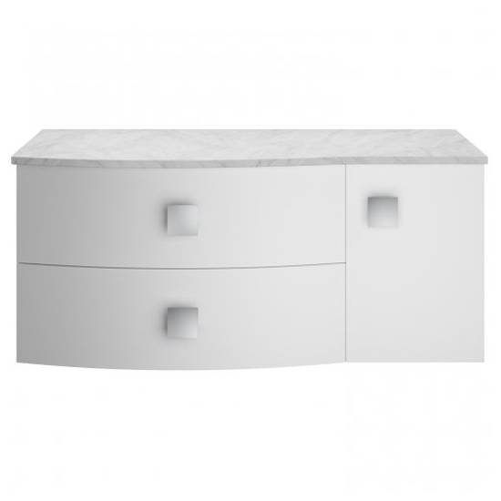 Sane 100cm Left Handed Wall Vanity With Grey Worktop In White