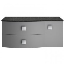 Sane 100cm Left Handed Wall Vanity With Black Worktop In Grey