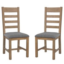 Hants Smoked Oak Dining Chair With Grey Seat In Pair