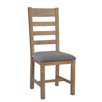 Hants Smoked Oak Dining Chair With Grey Seat In Pair