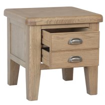 Hants Wooden 2 Drawers Lamp Table In Smoked Oak