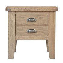 Hants Wooden 2 Drawers Lamp Table In Smoked Oak