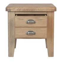 Hants Wooden 2 Drawers Lamp Table In Smoked Oak