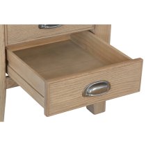 Hants Wooden 2 Drawers Lamp Table In Smoked Oak