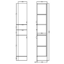 Fuji 30cm Bathroom Wall Hung Tall Unit In Gloss White