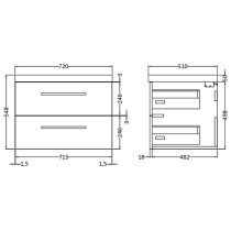 Quincy 72cm Wall Hung Vanity With Basin In Hacienda Black