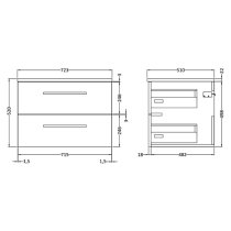 Quincy 72cm Wall Vanity With Black Worktop In Natural Oak