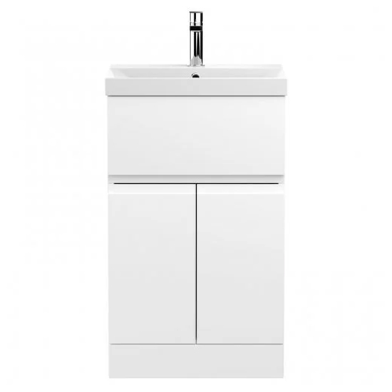 Urfa 50cm 1 Drawer Vanity With Thin Edged Basin In Satin White