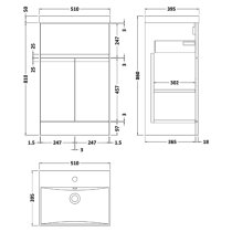 Urfa 50cm 1 Drawer Vanity With Thin Edged Basin In Satin White