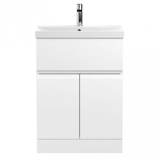 Urfa 60cm 1 Drawer Vanity With Thin Edged Basin In Satin White