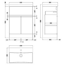 Urfa 60cm 1 Drawer Vanity With Thin Edged Basin In Satin White