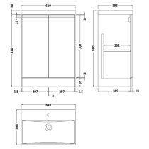 Urfa 60cm 2 Doors Vanity With Thin Edged Basin In Satin Grey